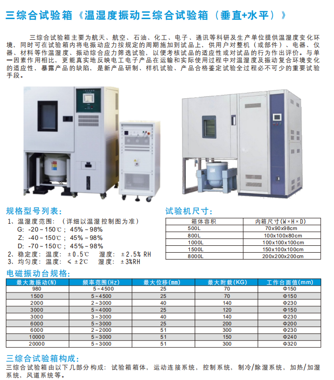 广东科宝三综合试验箱规格参数 广东科宝三综合试验箱规格参数